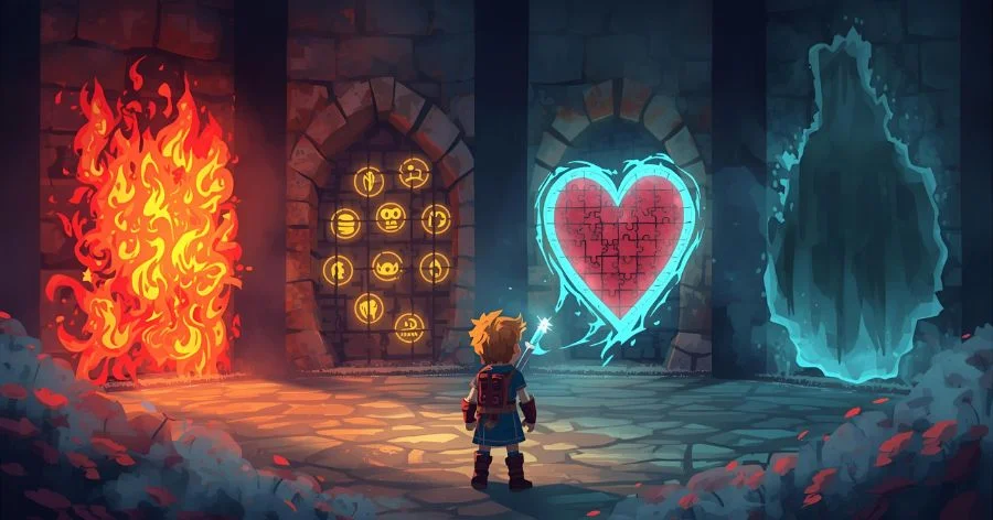 puzzle with glowing symbols